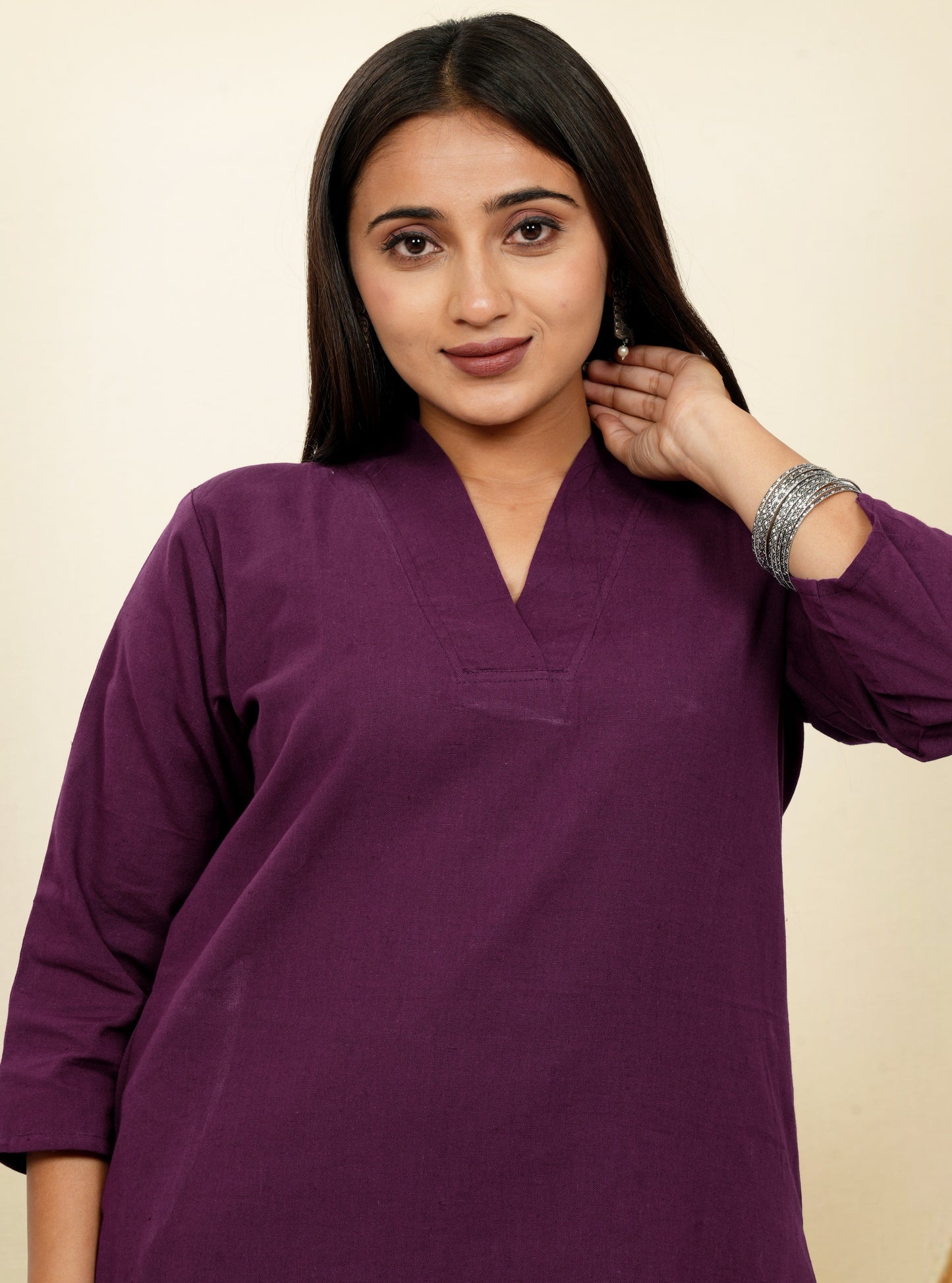 Ruhani Purple Cotton A-Line long Co-Ord Set