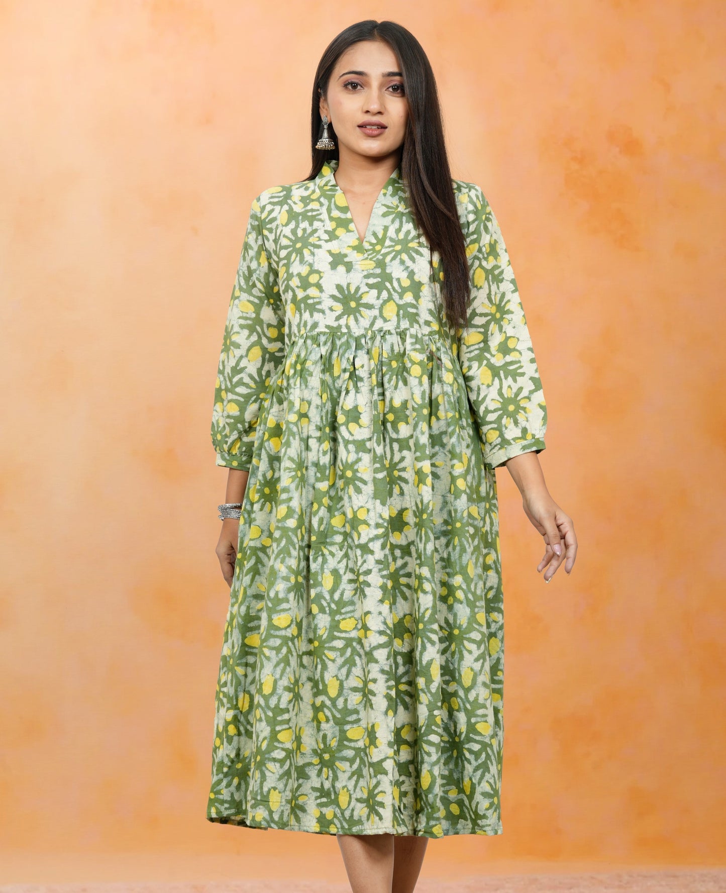 Lavanya Light Green Cotton Upper Chest Dress