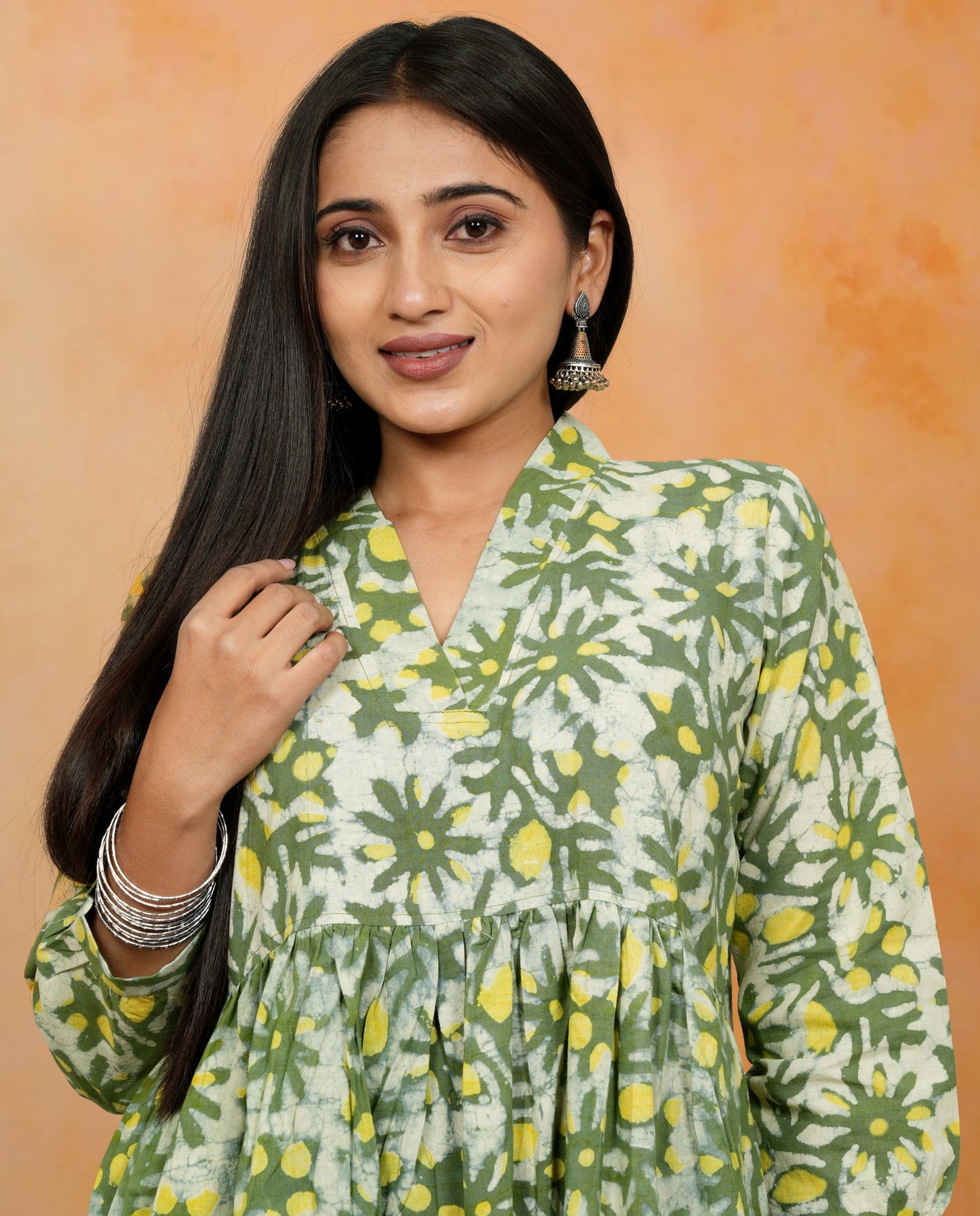 Lavanya Light Green Cotton Upper Chest Dress