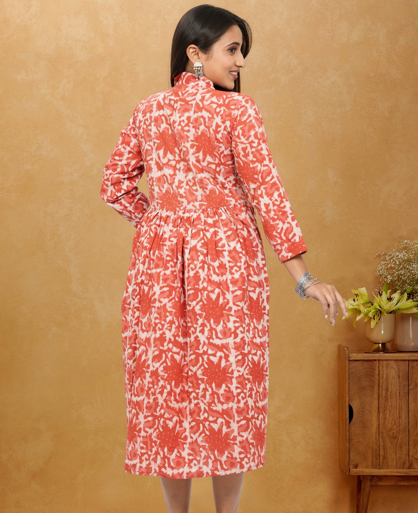 Lavanya Light Orange Cotton Upper Chest Dress