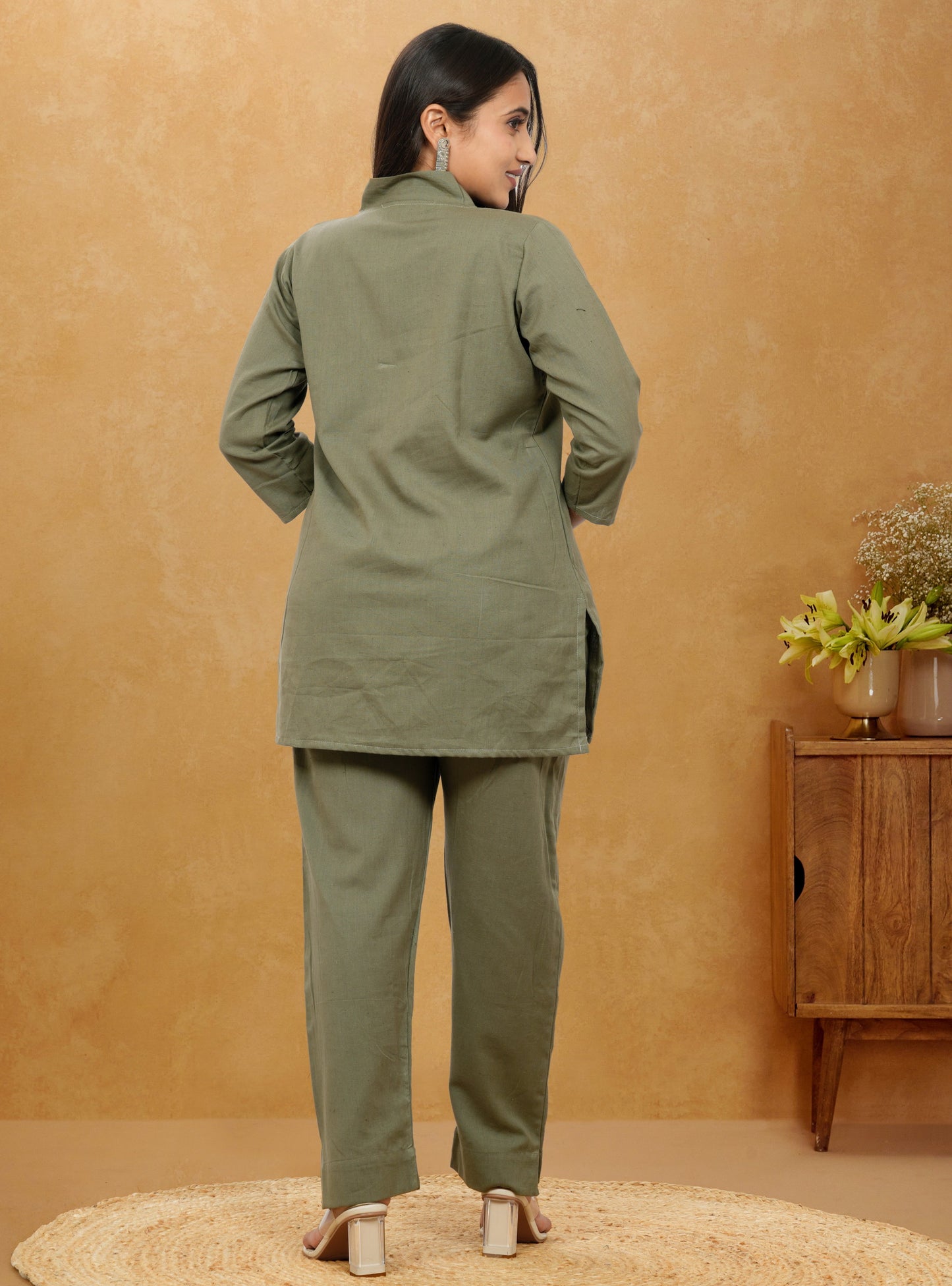 Nivaah Military Grey Cotton Short Co-Ord Set