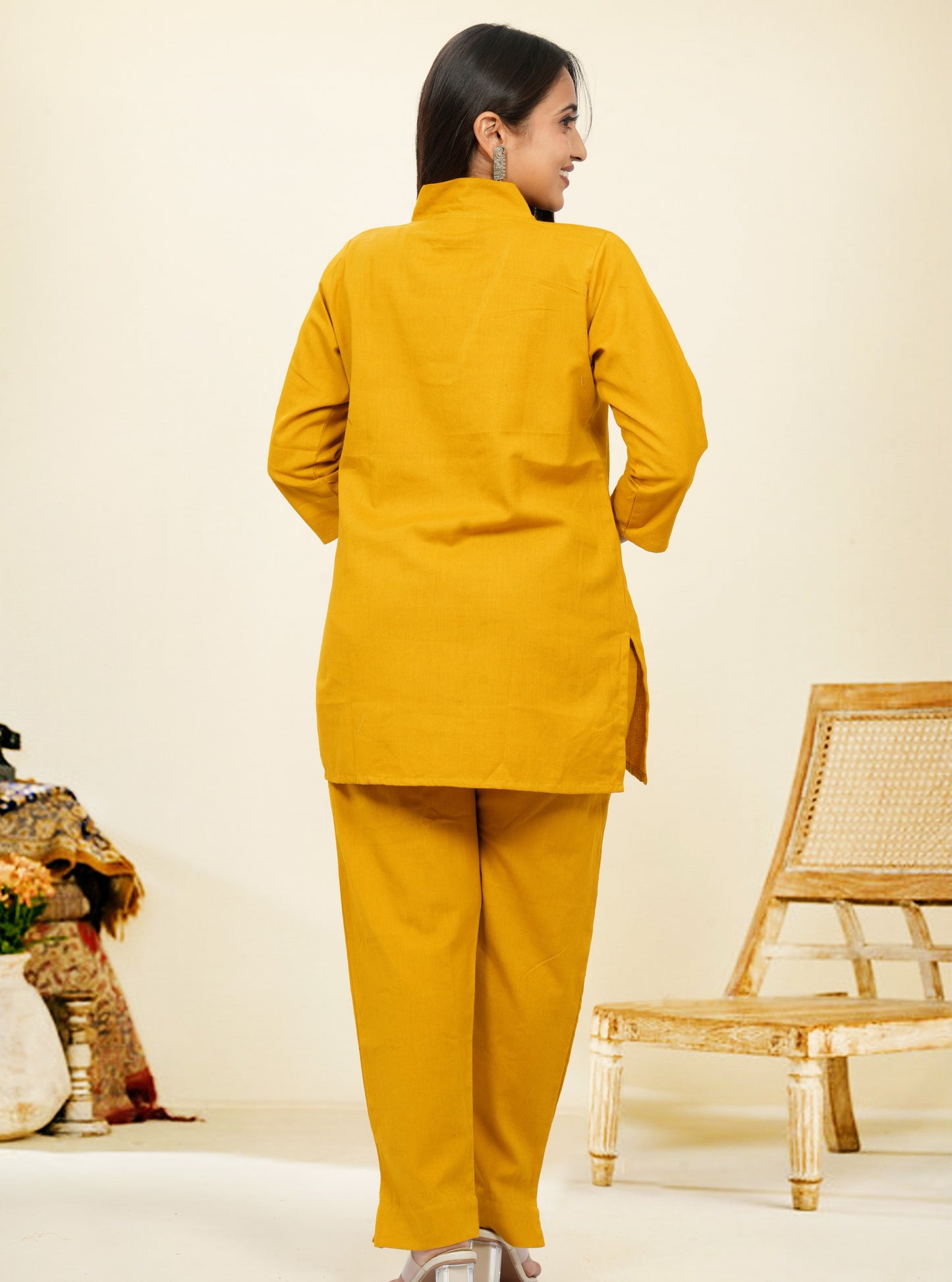 Nivaah Mustard Cotton Short Co-Ord Set