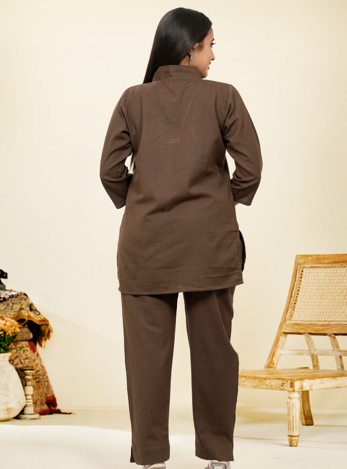 Nivaah Coffee Cotton Short Co-Ord Set