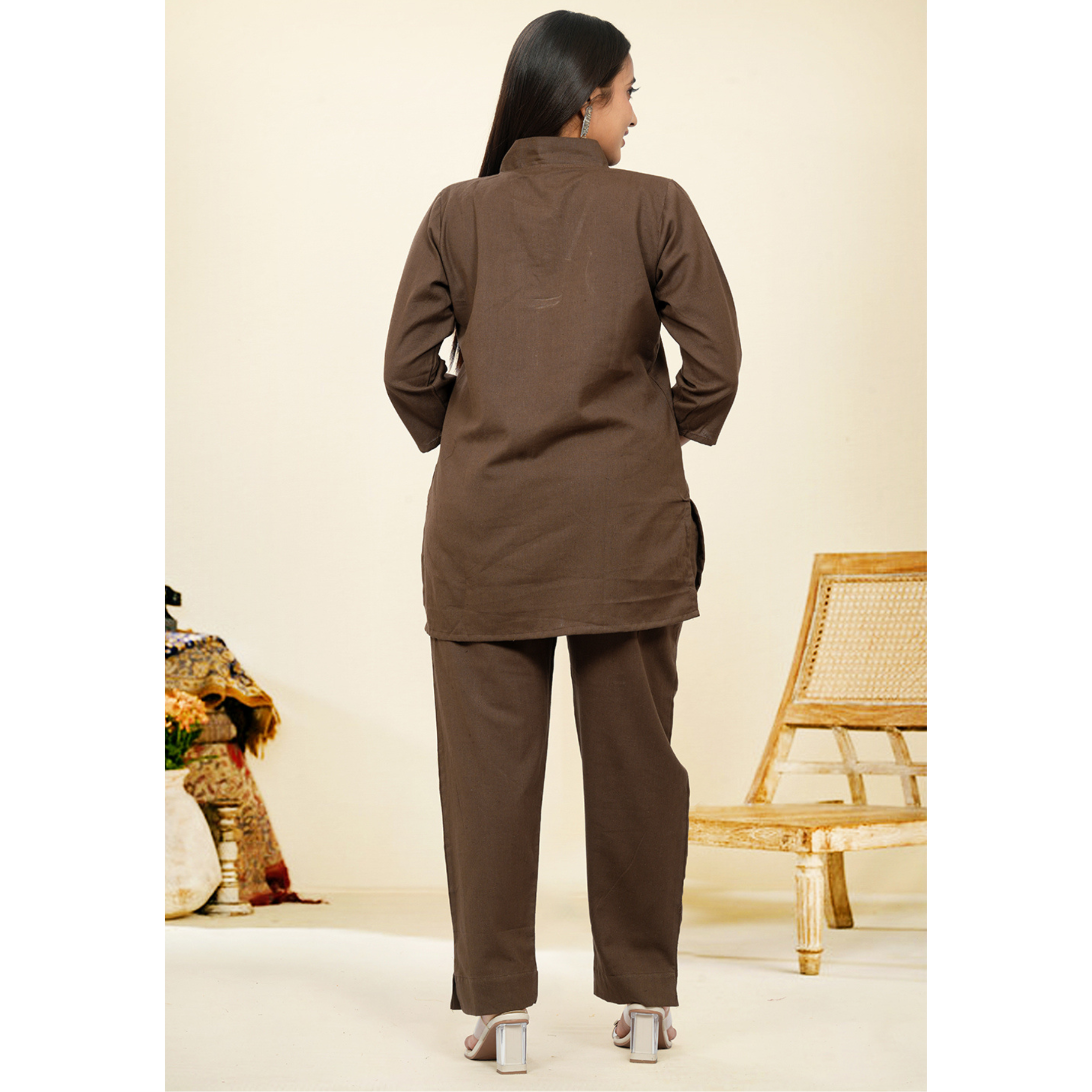 Nivaah Coffee Cotton Short Co-Ord Set Nivaah Coffee Cotton Short Co-Ord Set