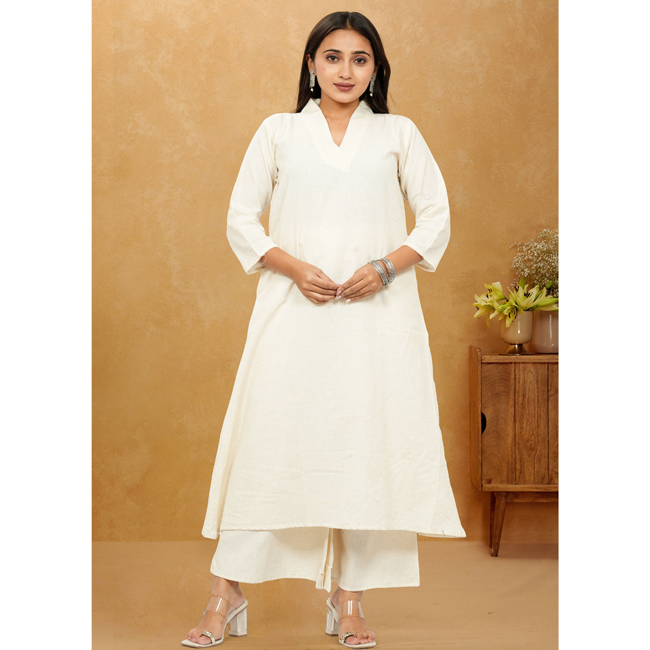 Ruhani Khadi Cotton A-Line long Co-Ord Set