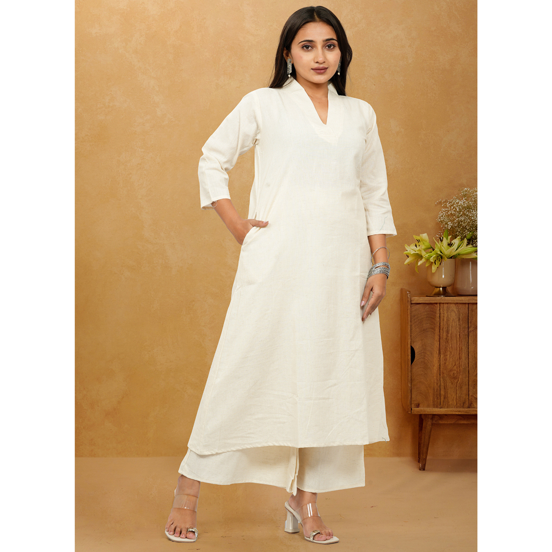 Ruhani Khadi Cotton A-Line long Co-Ord Set
