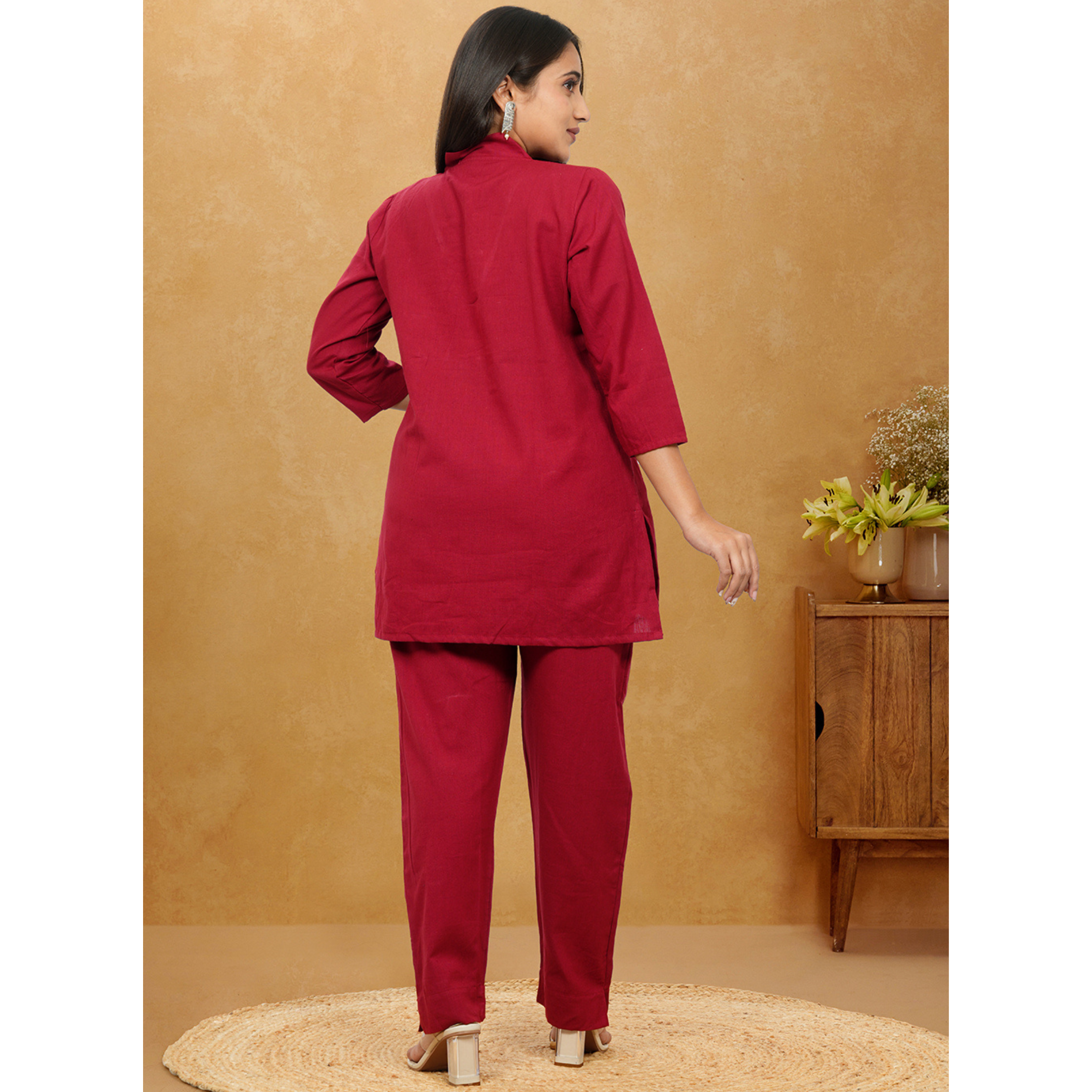 Nivaah Maroon Cotton Short Co-Ord Set Nivaah Maroon Cotton Short Co-Ord Set