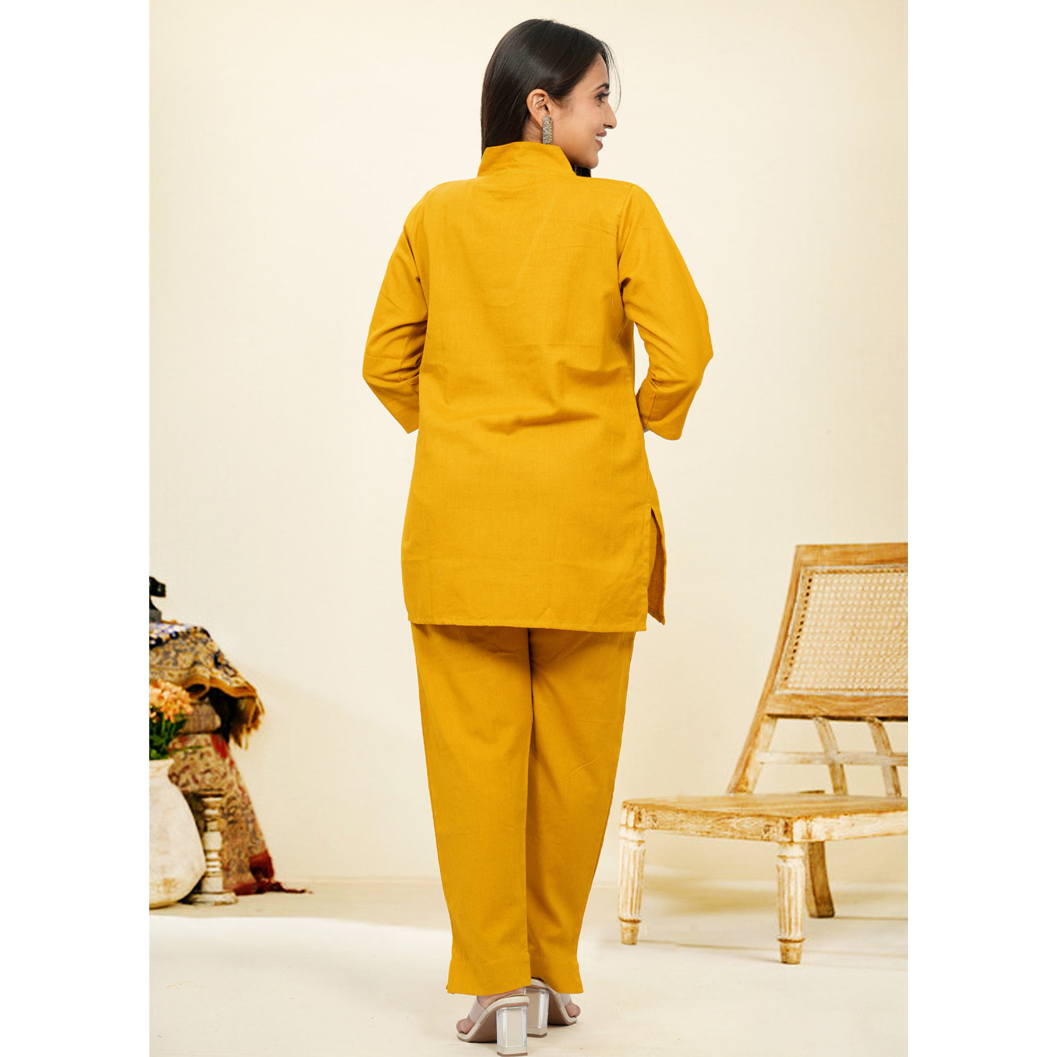 Nivaah Mustard Cotton Short Co-Ord Set Nivaah Mustard Cotton Short Co-Ord Set