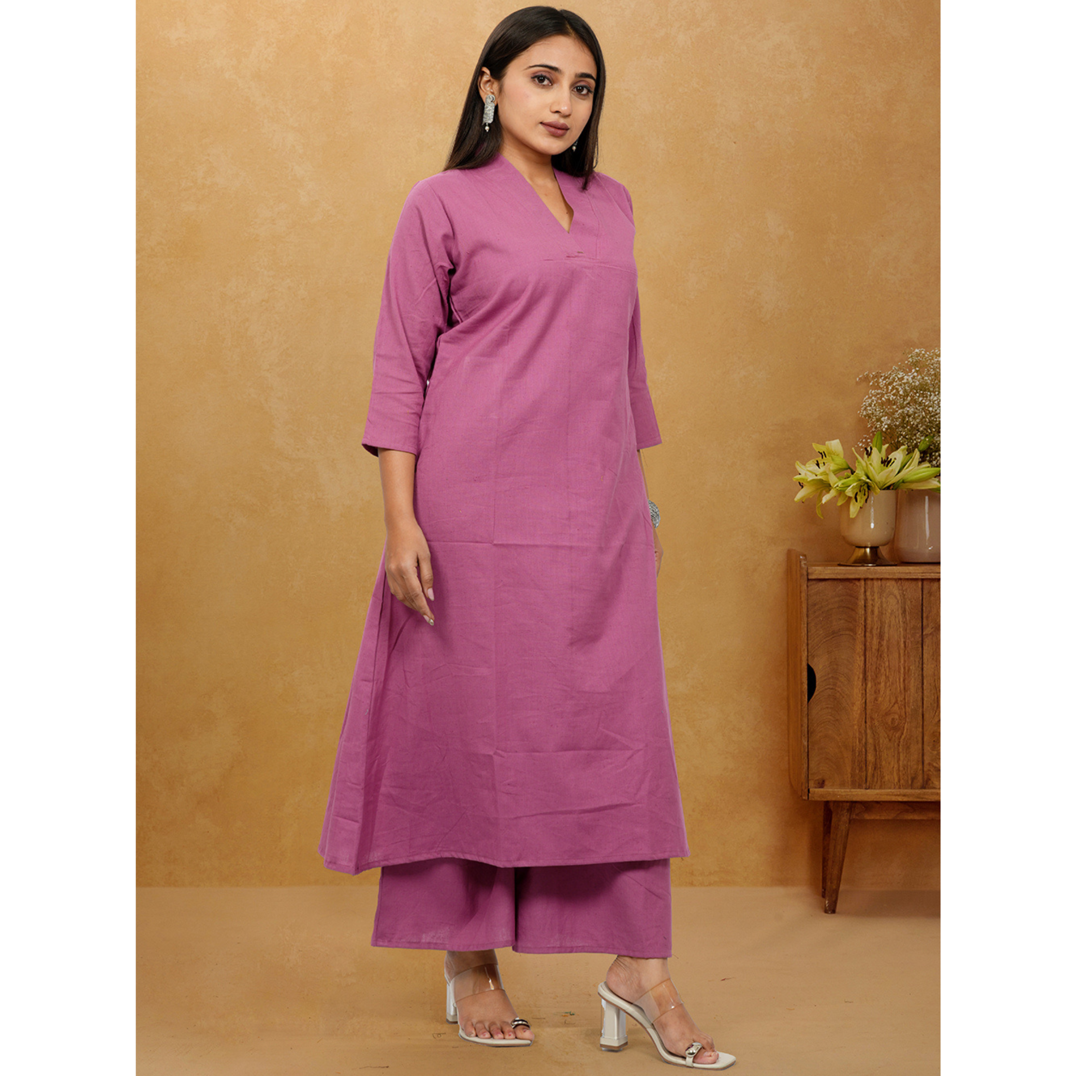 Ruhani Onion Pink Cotton A-Line long Co-Ord Set Ruhani Onion Pink Cotton A-Line long Co-Ord Set
