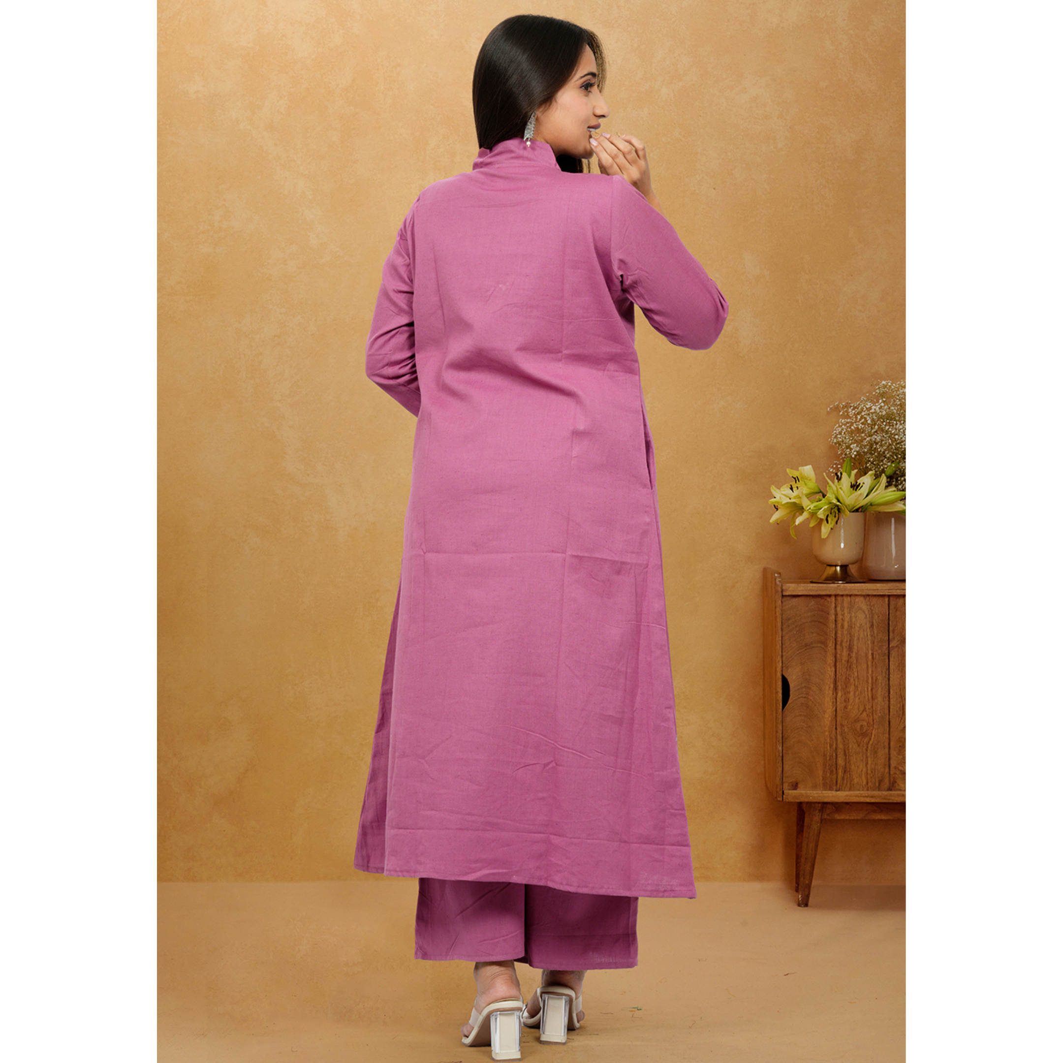 Ruhani Onion Pink Cotton A-Line long Co-Ord Set Ruhani Onion Pink Cotton A-Line long Co-Ord Set