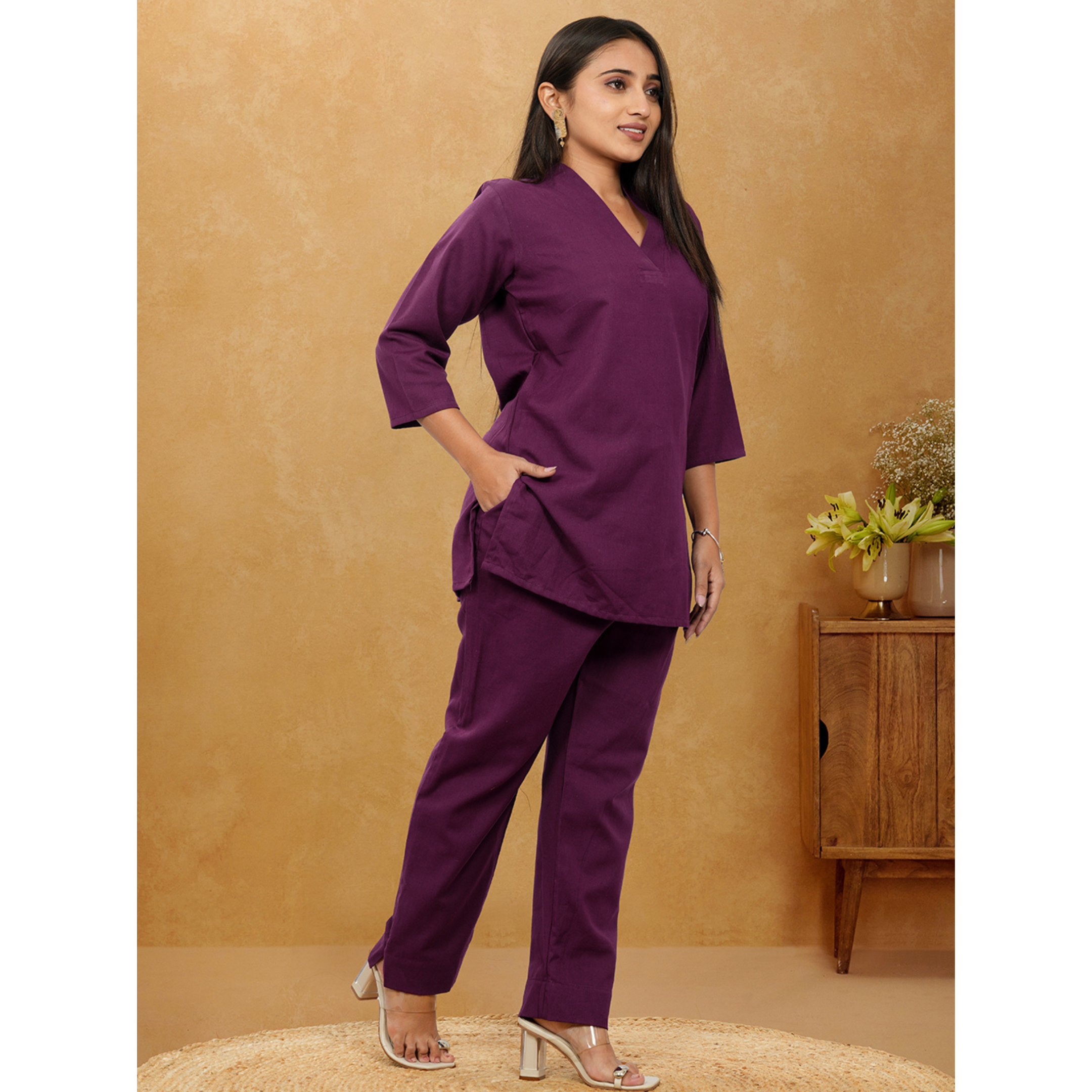 Nivaah Purple Cotton Short Co-Ord Set Nivaah Purple Cotton Short Co-Ord Set