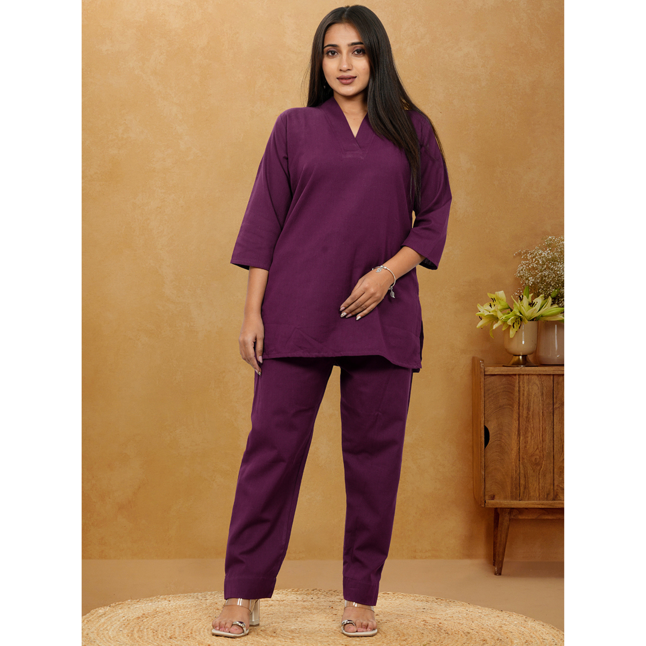 Nivaah Purple Cotton Short Co-Ord Set Nivaah Purple Cotton Short Co-Ord Set