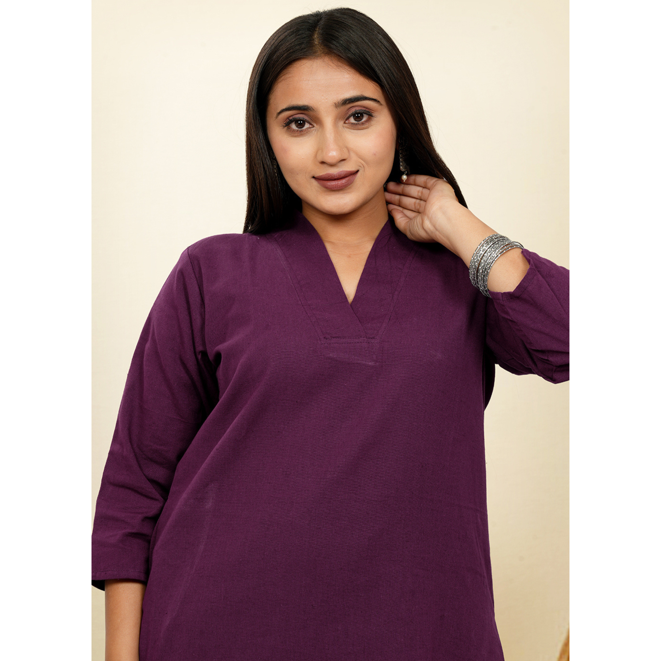 Ruhani Purple Cotton A-Line long Co-Ord Set Ruhani Purple Cotton A-Line long Co-Ord Set
