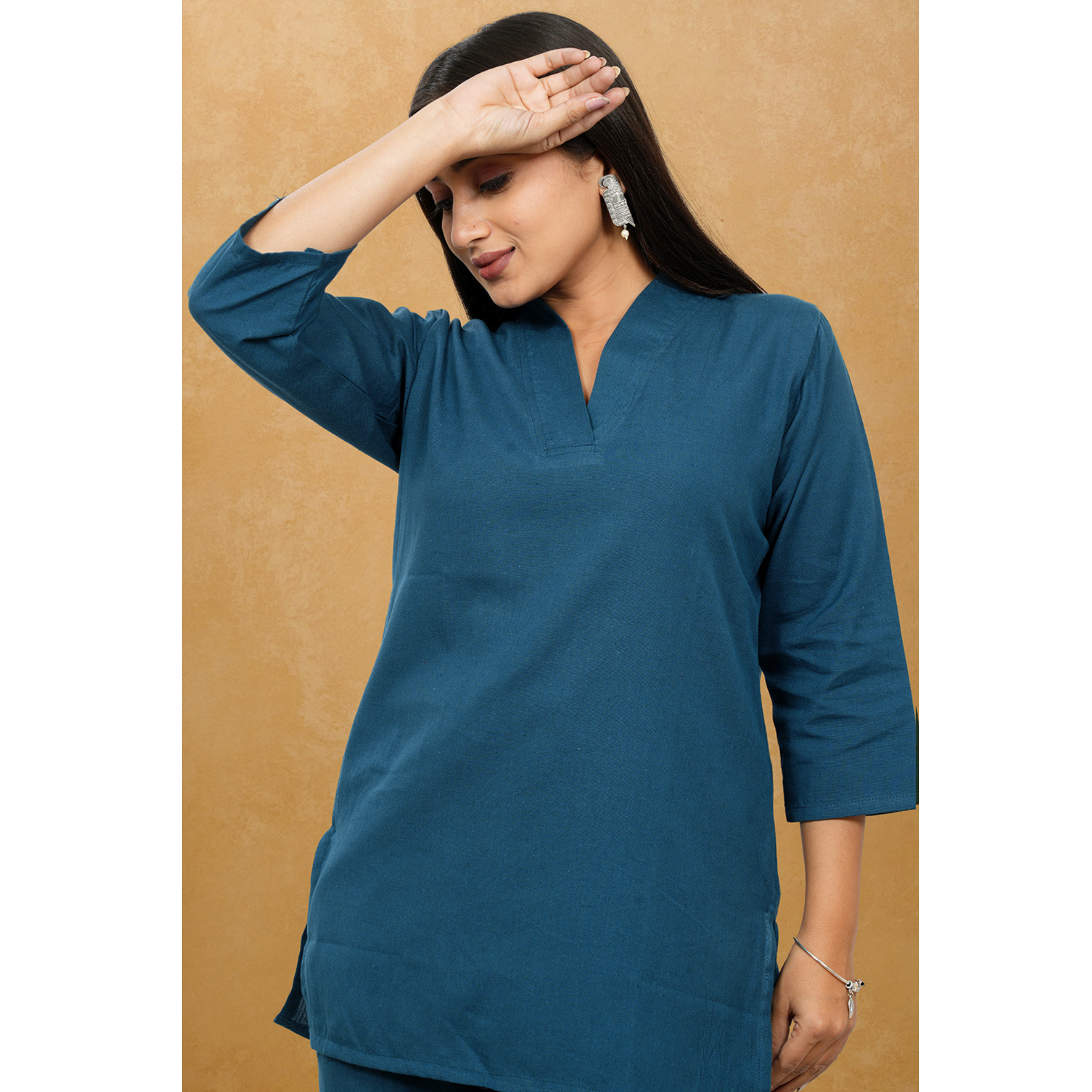 Nivaah Teal Blue Cotton Short Co-Ord Set Nivaah Teal Blue Cotton Short Co-Ord Set